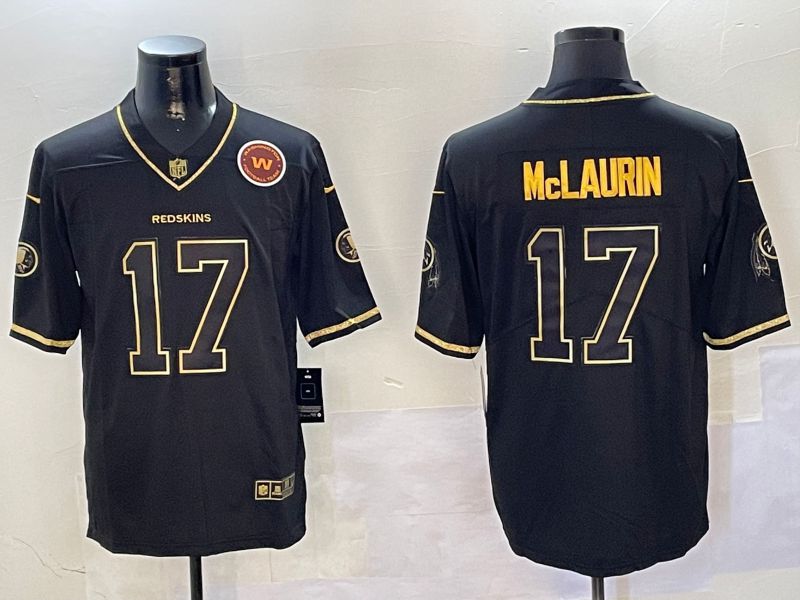 Men Washington Redskins #17 Mclaurin Black Gold Throwback 2024 Nike Limited NFL Jersey style 2->green bay packers->NFL Jersey